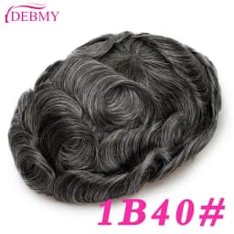 Male Hair Prosthesis 0.1mm Injection Skin Toupee Man Wigs For Men Breathable Australia Swiss Lace and PU Base 100% Human Hair