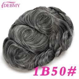 Male Hair Prosthesis 0.1mm Injection Skin Toupee Man Wigs For Men Breathable Australia Swiss Lace and PU Base 100% Human Hair