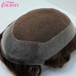 Male Hair Prosthesis 0.1mm Injection Skin Toupee Man Wigs For Men Breathable Australia Swiss Lace and PU Base 100% Human Hair