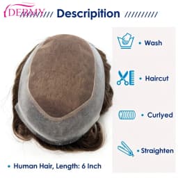 Male Hair Prosthesis 0.1mm Injection Skin Toupee Man Wigs For Men Breathable Australia Swiss Lace and PU Base 100% Human Hair