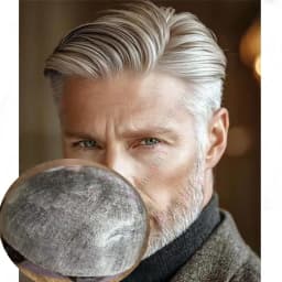 Super Thin Micro Skin White Grey 1B65 1B80 Indian Human Hair Toupee Natural Hairline Hair Loss Solution Durable Brown Prosthesis