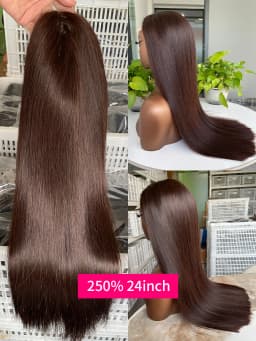 20 22 24 Inch 5x5 Transparent Bone Straight #2 Color 13x4 13x6 Lace Frontal Wig 250 Density Vietnamese Human Hair Wigs For Women