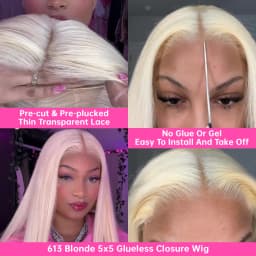 613 360 Invisible Drawstring Lace Frontal Wig Ponytail Pre Plucked Straight 13x4 13x6 Lace Front Human Hair Wig Glueless 5x5 Closure Wig Brazilian Honey Blonde Colored Human Hair Wig 250 Density Adjustable Invisi Strap Wigs