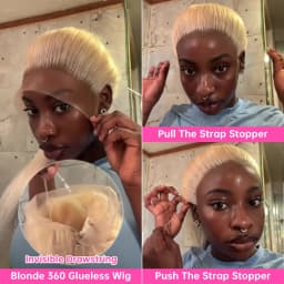 613 360 Invisible Drawstring Lace Frontal Wig Ponytail Pre Plucked Straight 13x4 13x6 Lace Front Human Hair Wig Glueless 5x5 Closure Wig Brazilian Honey Blonde Colored Human Hair Wig 250 Density Adjustable Invisi Strap Wigs