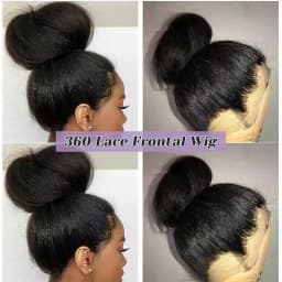 40 Inch Kinky Straight Human Hair Wigs 360 Lace Front Wig Invisible Strap HD Pre Plucked Brazilian Hair 360 Full Lace Wig For Women