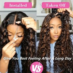 P1B/30 Highlight Honey Brown Curly Lace Front Human Hair Wigs 30 Inch 5x5 Ombre Colored Deep Wave Glueless Lace Frontal Wigs For Women 