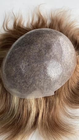 Highlight Blond Hair 0.08mm Skin Male Hair Prosthesis Knot PU Toupee Hair Men Colored Hair System Men's Wig Human Hair Male Wigs