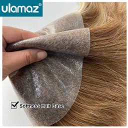 Highlight Blond Hair 0.08mm Skin Male Hair Prosthesis Knot PU Toupee Hair Men Colored Hair System Men's Wig Human Hair Male Wigs