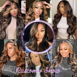 1B/30 Highlight Lace Front Wig Real Human Hair HD Transparent Lace Pre Plucked Natural Hairline Body Wave Virgin Remy Bleached Knots Glueless Design 16-38 Inch Ombre Colored Wig For Black Women Daily & Party Styling