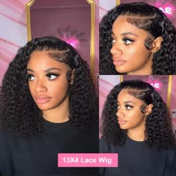 220% Density Short Bob Wig 16Inch 13x4 Water Deep Wave Lace Front Bob Wigs Human Hair 5x5 Lace Closure Curly Bob Wigs Human Hair