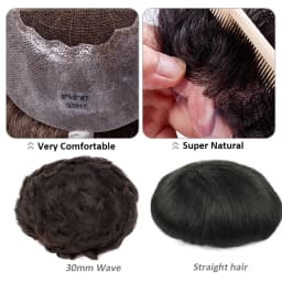 Lace PU Toupee Human Hair Wig Men Toupee Indian Human Hair System Unit Hairpiece Man Capillary Prothesis Natural Human Hair Wigs