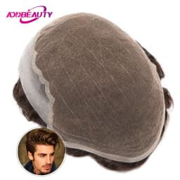 Lace PU Toupee Human Hair Wig Men Toupee Indian Human Hair System Unit Hairpiece Man Capillary Prothesis Natural Human Hair Wigs