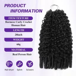 Burmese Curly Crochet Human Hair Extension Water Wave Brazilian Weave Pre Separated Knotless Feather Crochet Hair Bundles Black 30 Inch Deep Wave Curly Human Hair Wigs