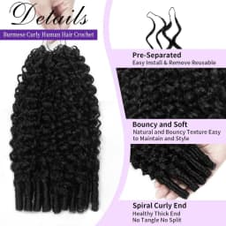 Burmese Curly Crochet Human Hair Extension Water Wave Brazilian Weave Pre Separated Knotless Feather Crochet Hair Bundles Black 30 Inch Deep Wave Curly Human Hair Wigs