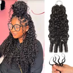 Burmese Curly Crochet Human Hair Extension Water Wave Brazilian Weave Pre Separated Knotless Feather Crochet Hair Bundles Black 30 Inch Deep Wave Curly Human Hair Wigs