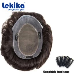 With Clips-Australia Toupee 0.08mm Soft PU Human Hair Wigs French Lace Hair System Remy Human Hair 6'' Wigs For Men