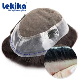 With Clips-Australia Toupee 0.08mm Soft PU Human Hair Wigs French Lace Hair System Remy Human Hair 6'' Wigs For Men