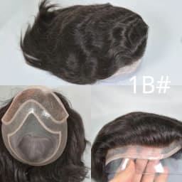 1B20 1B80 Grey Silver Hair Toupee for Men Mono Base with PU Human Hair Pieces Replacement System Lace Front Natural Hairline