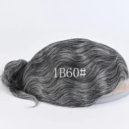 1B20 1B80 Grey Silver Hair Toupee for Men Mono Base with PU Human Hair Pieces Replacement System Lace Front Natural Hairline