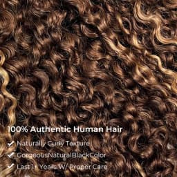 Frizira 4/27 Highlight Burmese Curly 3 IN 1 Half Wigs Human Hair Machine Wig Ready to Wear Clip In With Drawstring Beginner Friendly