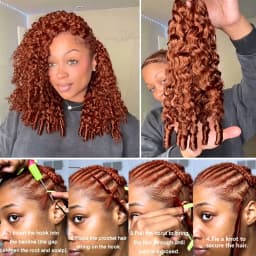 Bling Hair #33 Reddish Brown Color Burmese Curly Feather Crochet Human Hair Extensions 50g Pre-Separated Invisible Miracle Knots Feather Crochet Human Hair Extensions For Women