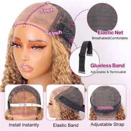 Ombre Lace Front Wig Human Hair Highlight 4/27 Honey Blonde Glueless HD Lace Front Wig Human Hair 5x5 Deep Wave Curly Wig 16inch For Women