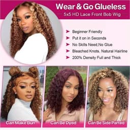 Ombre Lace Front Wig Human Hair Highlight 4/27 Honey Blonde Glueless HD Lace Front Wig Human Hair 5x5 Deep Wave Curly Wig 16inch For Women