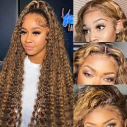 4/27 Colored Highlight Deep Wave Ombre 13x6 Lace Front Human Hair Wigs Water Wave 13x4 Lace Frontal Wig Brazilian Remy Hair