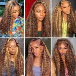 4/27 Colored Highlight Deep Wave Ombre 13x6 Lace Front Human Hair Wigs Water Wave 13x4 Lace Frontal Wig Brazilian Remy Hair