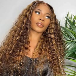 4/27 Colored Highlight Deep Wave Ombre 13x6 Lace Front Human Hair Wigs Water Wave 13x4 Lace Frontal Wig Brazilian Remy Hair