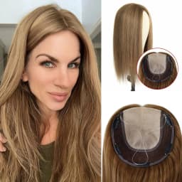 Real Human Hair Toppers for Women 7.5x7.5 Inch Silk Large Base No Bangs 130% Density Hairpieces for Adding Volume And Length
