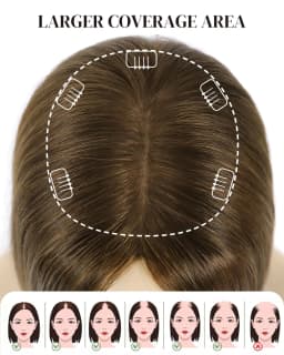 Real Human Hair Toppers for Women 7.5x7.5 Inch Silk Large Base No Bangs 130% Density Hairpieces for Adding Volume And Length