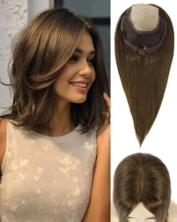 Real Human Hair Toppers for Women 7.5x7.5 Inch Silk Large Base No Bangs 130% Density Hairpieces for Adding Volume And Length