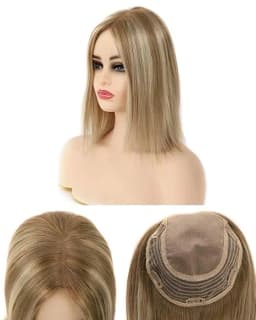 Real Human Hair Toppers for Women 7.5x7.5 Inch Silk Large Base No Bangs 130% Density Hairpieces for Adding Volume And Length
