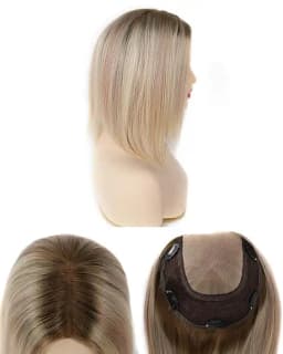 Real Human Hair Toppers for Women 7.5x7.5 Inch Silk Large Base No Bangs 130% Density Hairpieces for Adding Volume And Length
