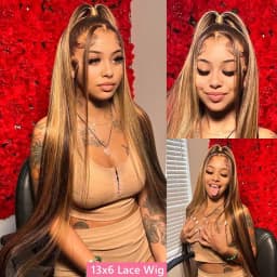 250% Density Full Hd Lace Front Wig 360 4/27 Highlight Ombre Lace Wigs 30 40 Inch Bone Straight Human Hair Pre Plucked HD Lace Frontal Wig 100% Human Hair For Women