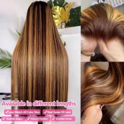250% Density Full Hd Lace Front Wig 360 4/27 Highlight Ombre Lace Wigs 30 40 Inch Bone Straight Human Hair Pre Plucked HD Lace Frontal Wig 100% Human Hair For Women