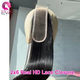 Eva Hair 13x4 HD Lace Frontal Closure Straight & Body Wave 100% Human Hair Invisible Real HD Lace Frontal Only Melt Skins Pre Plucked 5x5 HD Lace Closures Deep Parting 2x6 HD Lace Closure Natural Black