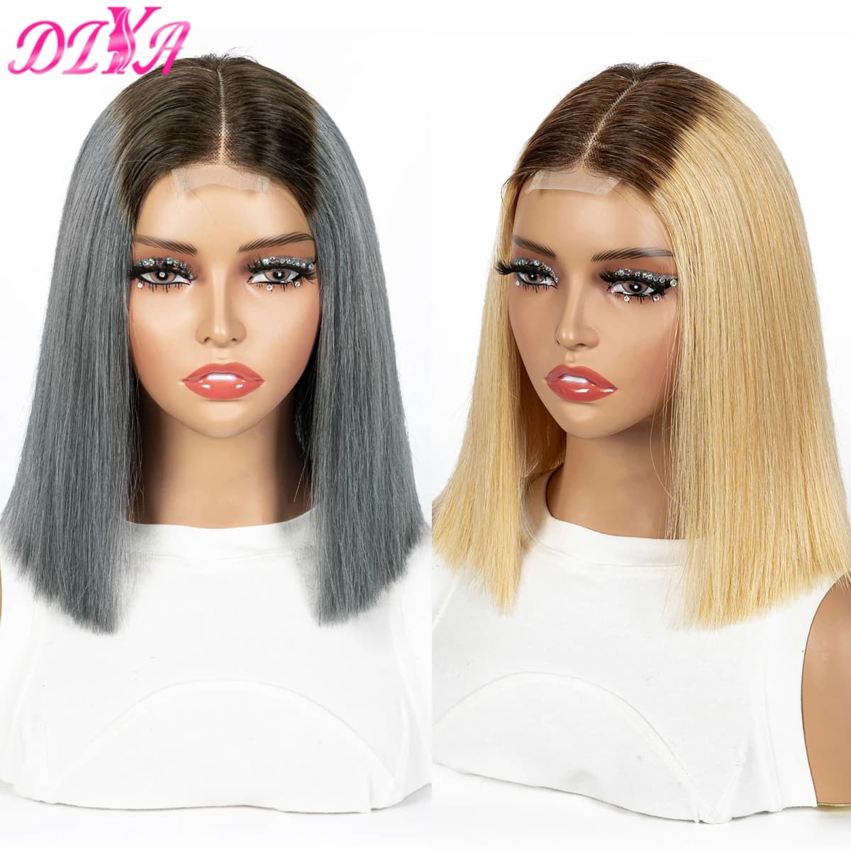 12A Double Drawn 2x6 Lace Closure Bone Straight Bob Human Hair Wigs 250% Density Brazilian Remy Human Hair Wig for Black Women