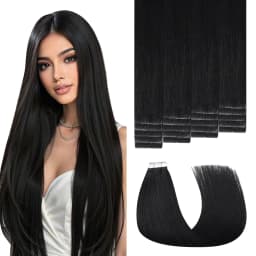Sweetmet Invisible Tape in Hair Extensions Real Human Hair 3rd-Generation Pro3.0#1 Jet Black Color 20pcs 30g-50g 14inch-22inch Seamless Injected Hand-Tied Remy Quality Invisi Edge Tape in Extensions(#1)