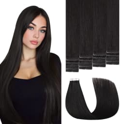 Sweetmet Invisible Tape in Hair Extensions Real Human Hair 3rd-Generation Pro3.0#1 Jet Black Color 20pcs 30g-50g 14inch-22inch Seamless Injected Hand-Tied Remy Quality Invisi Edge Tape in Extensions(#1)