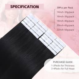 Sweetmet Invisible Tape in Hair Extensions Real Human Hair 3rd-Generation Pro3.0#1 Jet Black Color 20pcs 30g-50g 14inch-22inch Seamless Injected Hand-Tied Remy Quality Invisi Edge Tape in Extensions(#1)