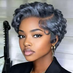 Curly Pixie Cut 13x4 Lace Frontal Wigs Human Hair Short 6inches Layered Curly Wig for Women