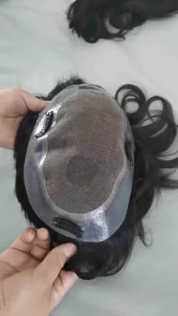 Australia Toupee With Clips Male Hair Prosthesis French Lace & Pu Base Clip-On Men's Wigs Replacement Natural Human Hair Systems