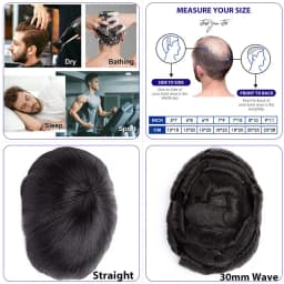 Australia Toupee With Clips Male Hair Prosthesis French Lace & Pu Base Clip-On Men's Wigs Replacement Natural Human Hair Systems
