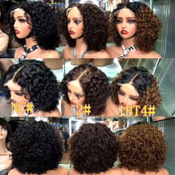 12Inch Colored Kinky Curly Bob Wig Human Hair Wigs 280% 5x5 Transparent Lace Closure Jerry Curly Hair Wigs For Black Women
