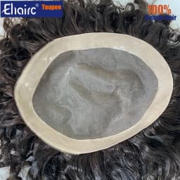 Curly Brown Color Men's Wig Male Hair Prosthesis Mono Hair Wigs For Men Durable Men's Wigs 100% Human Hair Prosthesis for Men
