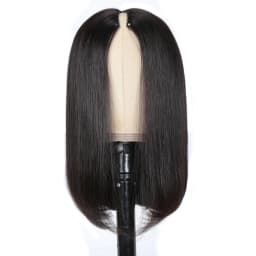 UNice Straight Bob V Part Wig Human Hair Lace V-Shaped Glueless Wig No or Minimal Leave Out 150% Density