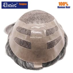 Bond--Male Hair Prosthesis Mono Lace,PU Front And NPU Back Men's Wig Durable Men's Capillary Prothesis 100% Natural Wigs For Men