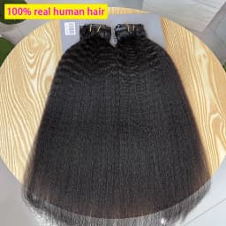 Raw Unprocessed Kinky Straight Clip In Human Hair Extensions 100% Human Hair Clip in Hair Extension 100grams 7Pcs/Set Full Head